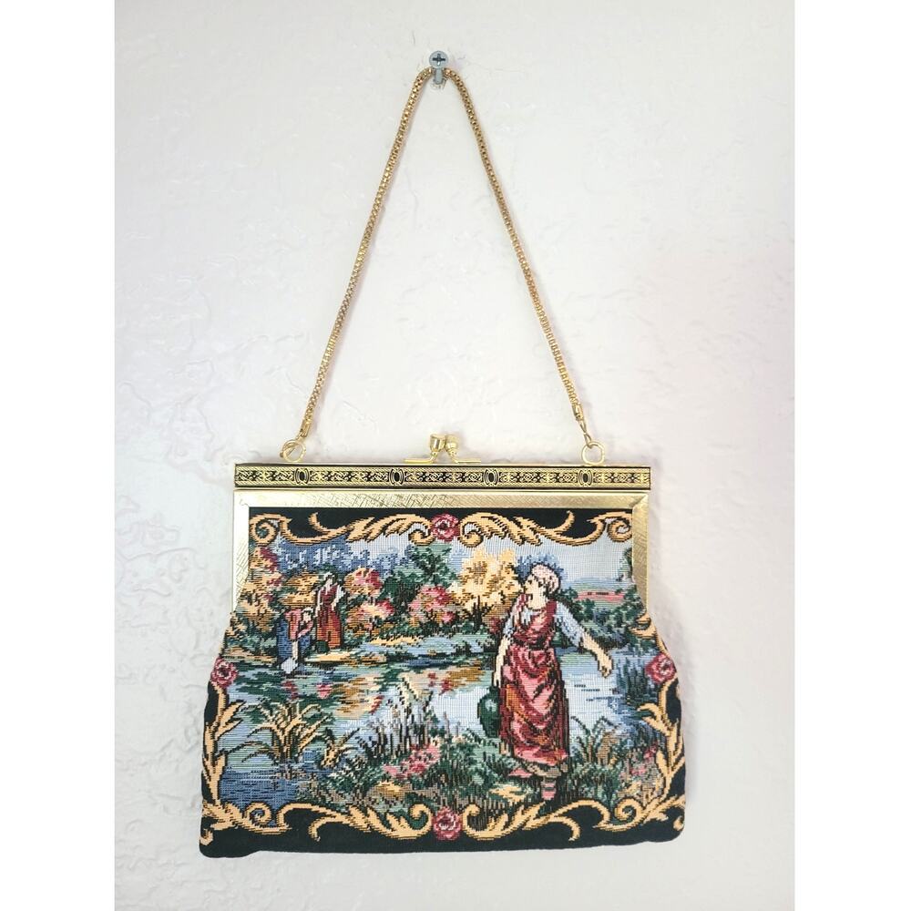 Vintage Tapestry Mini‎ Clutch Handbag Purse French Country Victorian Hong Kong
